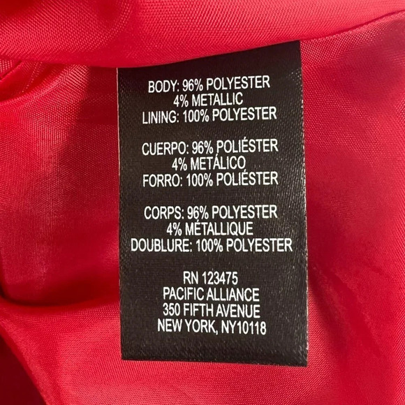 NWT Tahari ASL Red Metallic Jacquard A-Line Dress $158 - Picture 12 of 13